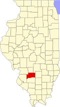 Map of Illinois highlighting Clinton County